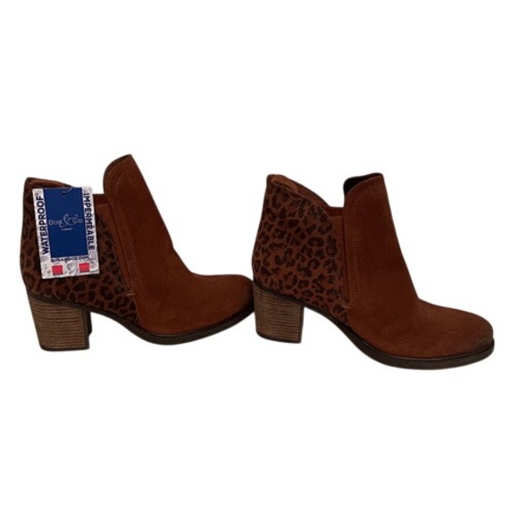 Bos & Co Belfield Waterproof Suede Leopard Print Booties Brown EU 41 / US 10.5 - Picture 2 of 10